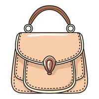 A detailed illustration of a beige fashion bag, featuring a sleek and elegant design with a structured shape and stylish handles. vector