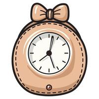 A detailed illustration of a modern bag with a bow and a clock, combining fashion and functionality in one stylish accessory. vector