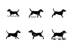 Dynamic Beagle silhouettes for digital pet projects vector
