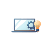 Laptop with gear and lightbulb symbolizing creativity innovation and digital problem solving concept png