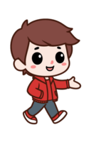 A cartoon boy walking with his hand out png