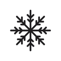 Simple black snowflake icon with symmetrical design and clean lines on a transparent background for winter themes png