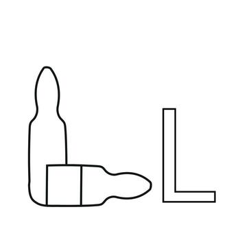 letra diseño en el formar de dos inyección ampollas doblada en el forma de el letra yo, dibujado en línea Arte estilo vector