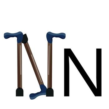 letter design in the form of two crutches with fractures folded in a N shape vector