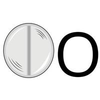 letter design in the shape of a white pill folded into an O shape vector