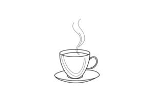 Coffee cup continuous online drawing of speech bubble isolated creative design vector