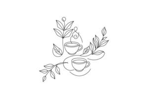 coffee cup continuous single line art drawing f speech bubble square shaped simple outline design vector
