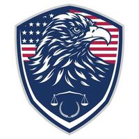An eagle with scales and an american flag on the shield vector