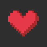 a simple pixel classic heart with dark navy background vector