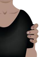Hand gently holds a shoulder, offering comfort, support, and understanding in a moment of need vector