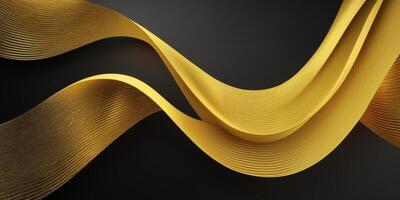a yellow gold abstract wavy on dark background. photo