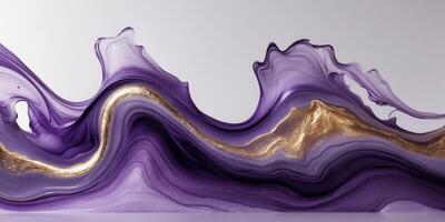 Abstract fluid art with purple and gold swirls creating a luxurious and elegant texture. photo