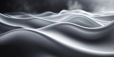 Dark abstract background with smooth satin waves flowing gently. photo