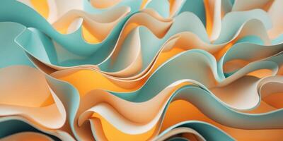 Abstract flowing lines of golden orange and teal create a dynamic and luxurious backdrop. photo