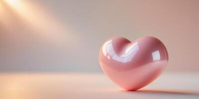 Shiny Pink Heart Object on Soft Pastel Background with Warm Lighting photo