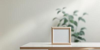 Flawless Picture of a Picture of a Table with a Plant in the Background photo