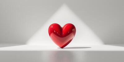 Glossy Red Heart Symbolizing Love and Passion photo