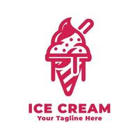 Ice Cream Simple Logo Design With Flat Background vector