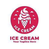 Simple Logo Ice Cream Design With Flat Background vector