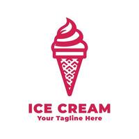 Simple Logo Ice Cream Illustration With Pink Concept vector