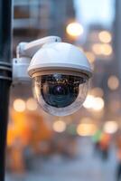 A rugged outdoor camera is securely mounted on scaffolding, providing surveillance over construction activities, ensuring safety and security protocols are effectively monitored photo