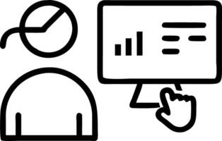 An analyst uses a computer and dashboard for data business analysis and Data Management System with KPI and metrics connected to the database for technology finance operations sa Clean vector