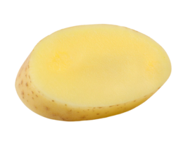 fresh raw potato slice with smooth yellow flesh and thin skin on isolated background png