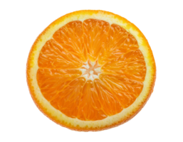 fresh juicy orange round slice with vibrant color and natural texture, citrus fruit cross-section on isolated background png