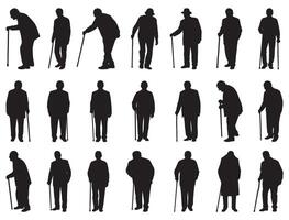 Old man silhouette white background vector