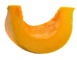 fresh raw pumpkin slice with bright orange flesh and fibrous texture on isolated background png