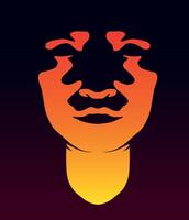 Stylized abstract human face in a warm color gradient, symbolizing identity, diversity, and artistic expression vector