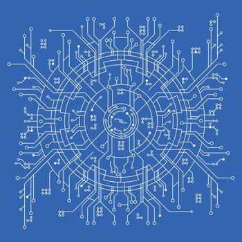 Blue Cyber Network. Complex High-Tech Digital Circuit Board Design vector