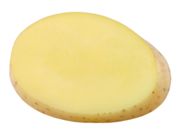 fresh raw potato slice with smooth yellow skin and flesh on isolated background png