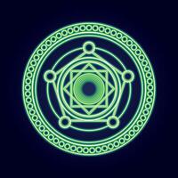 Neon Green Mystical Circle. The Path of Sacred Enlightenment vector