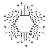 Hexagonal Microchip. Abstract AI-Inspired Cyber Technology Design vector