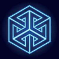 Blue glowing hexagonal labyrinth, representing complexity, futuristic technology, and structured patterns vector
