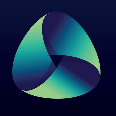 Futuristic triangular loop with smooth gradients, evoking motion, infinity, and modern tech aesthetics