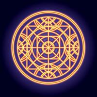 Sacred Geometry. Fiery Orange Mandala with Complex Interwoven Circles and Patterns vector