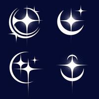 Elegant star and crescent moon symbols with glowing edges, blending celestial beauty with minimalistic design vector