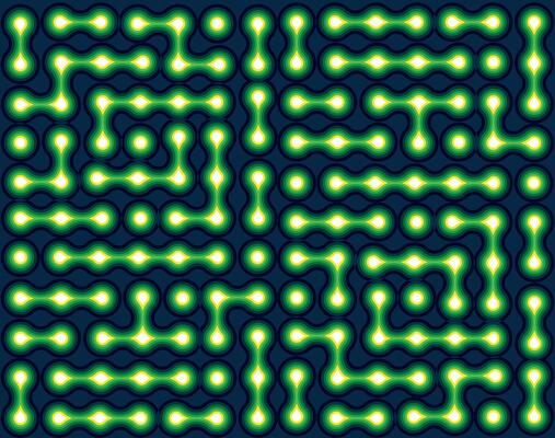 Futuristic Neon Green Circuit Maze. Digital Cybernetic Network Pattern