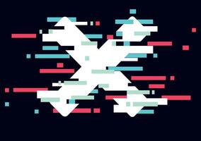 Glitchy Cyberpunk X Symbol. Digital Distorted Tech Design with Neon Aesthetics vector