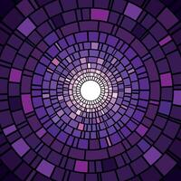 Futuristic purple mosaic tunnel. Abstract digital space of concentric circles creating a geometric illusion vector
