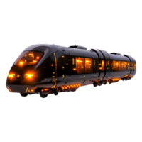 Modern High-Speed Train in Motion at Night with Illuminated Windows png