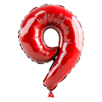 Bright Red Balloon in the Shape of Number Nine for Celebrations png