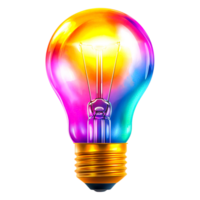 Colorful Bulb with Bright Light and Artistic Glow Effects png