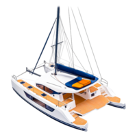 Modern Catamaran with Spacious Deck and Comfortable Seating Areas png