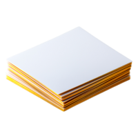 Stack of Blank White Paper Sheets Edge Highlighted in Yellow Color png