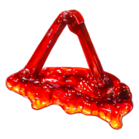 Red Glossy Jelly Blob with Metallic Arms and Abstract Design Elements png