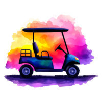 Colorful Golf Cart with Artistic Background and Gradient Effect png