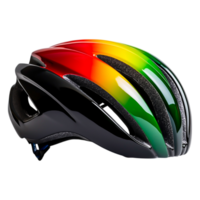 Colorful Cycling Helmet with Gradient Design in Green, Yellow, and Red png